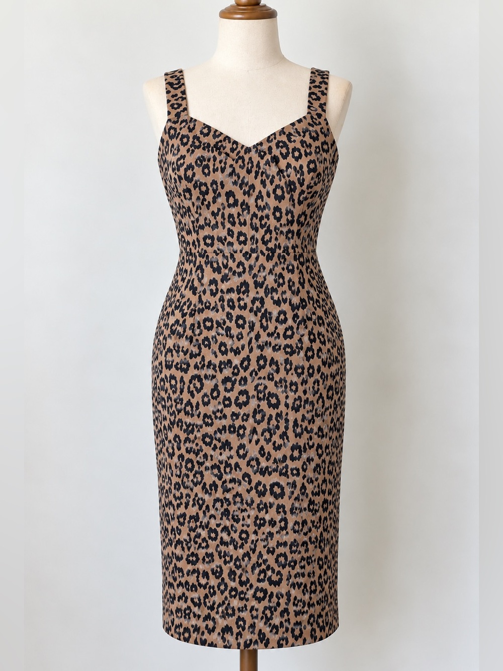 Banana Republic Size 8 Leopard Print Sheath Dress Animal Print Stretch Midi